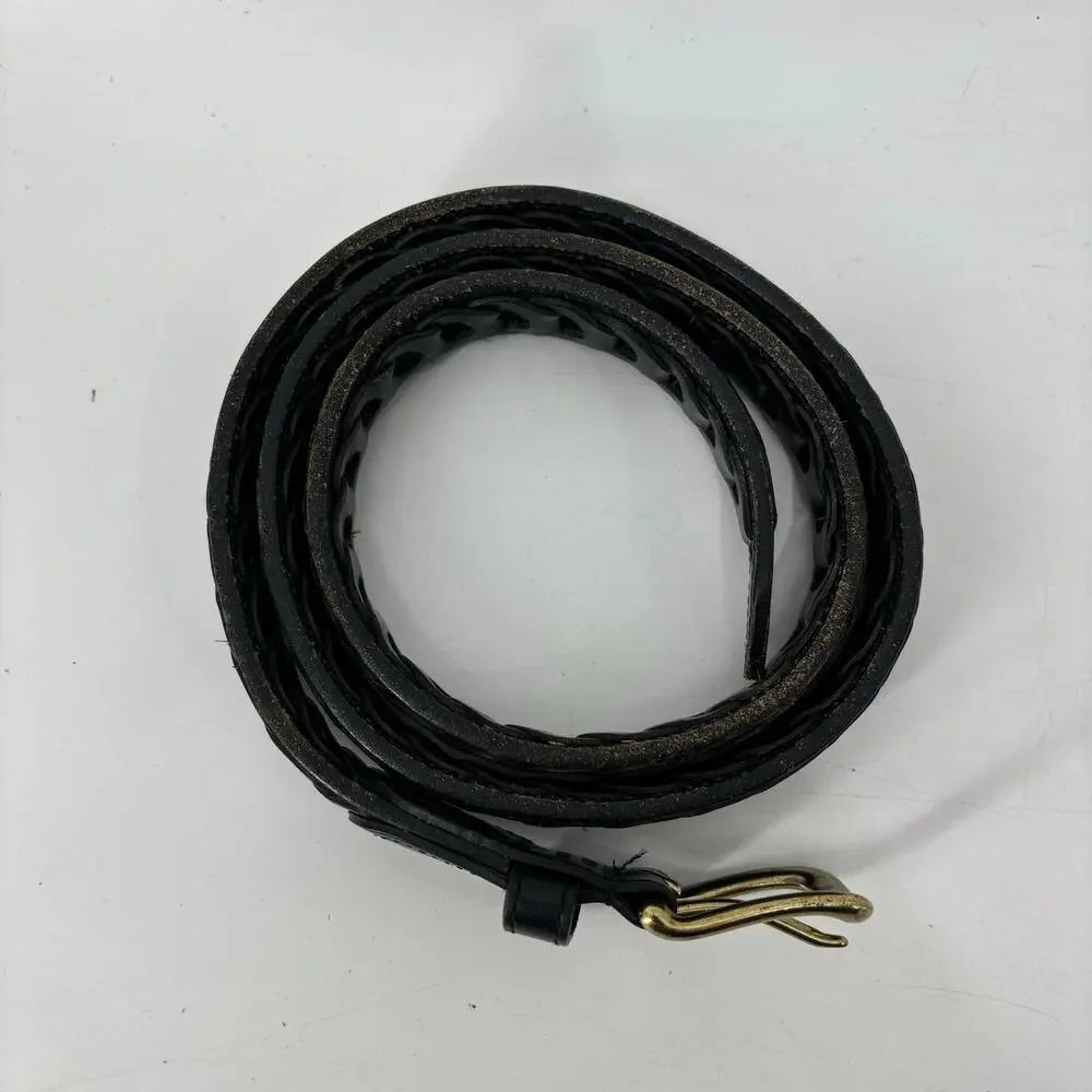 Men's Black Size 38 Genuine Leather Belt Casual Links Gold Buckle